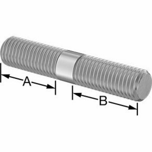 Bsc Preferred 18-8 Stainless Steel Threaded on Both Ends Stud 3/4-10 Thread Size 4 Long 1-3/4 Thread Lengths 98962A730